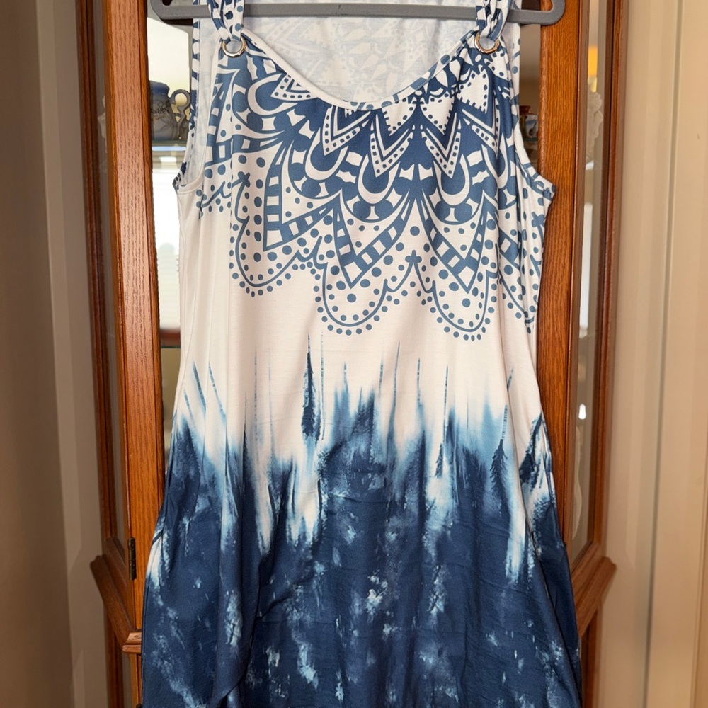 Blue & White Mandala Print Sundress
